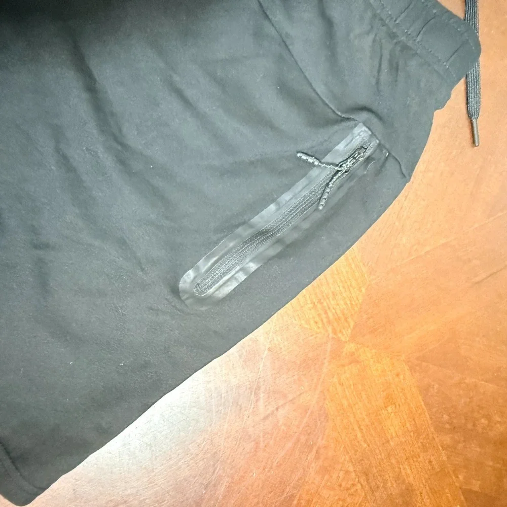 Members Mark Luxe Mens M Black Drawstring Lounge‎ Short Zip Pocket Comfort